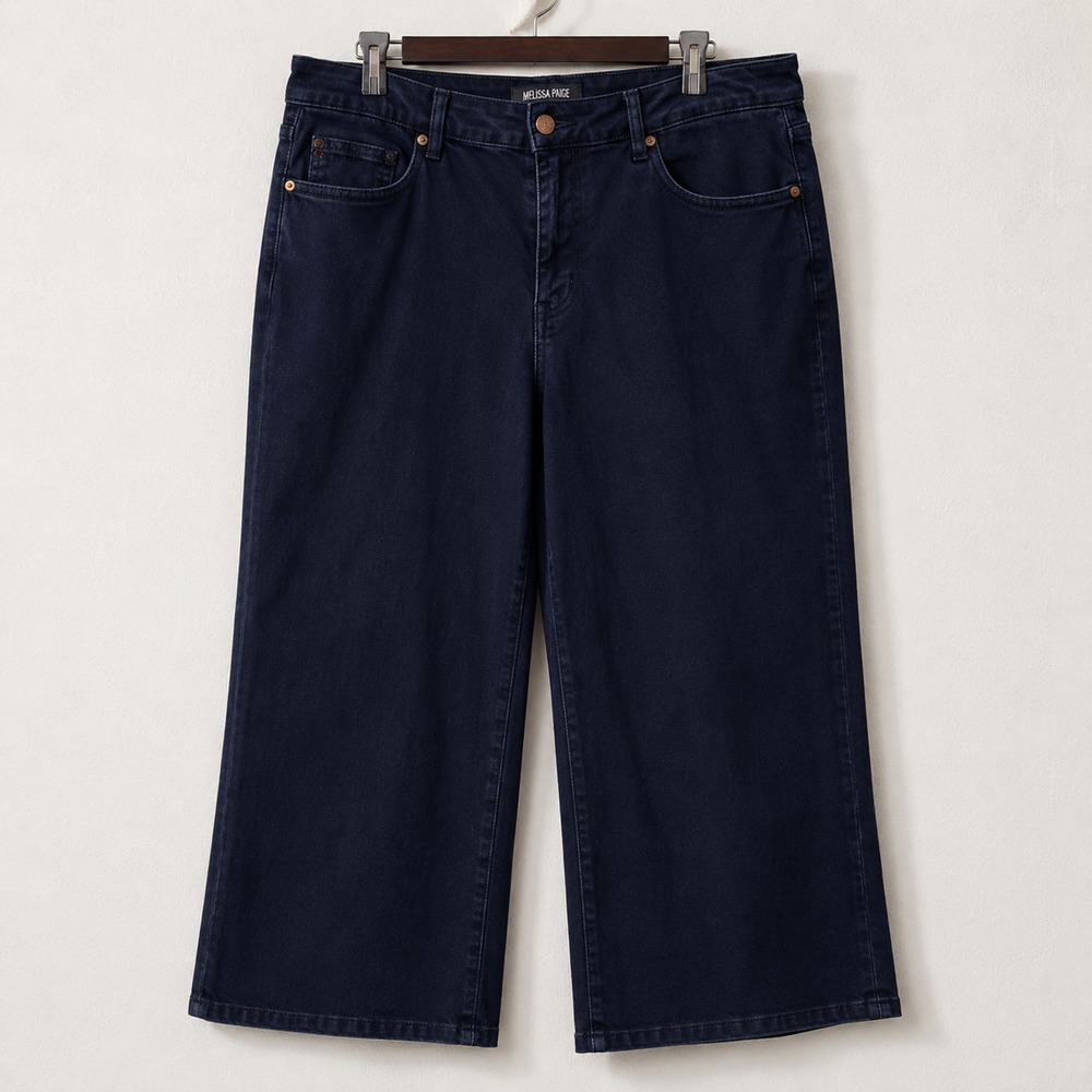 Judy Blue Womens 20W Dark Wash Cropped Wide Leg Jeans High Rise Plus Size